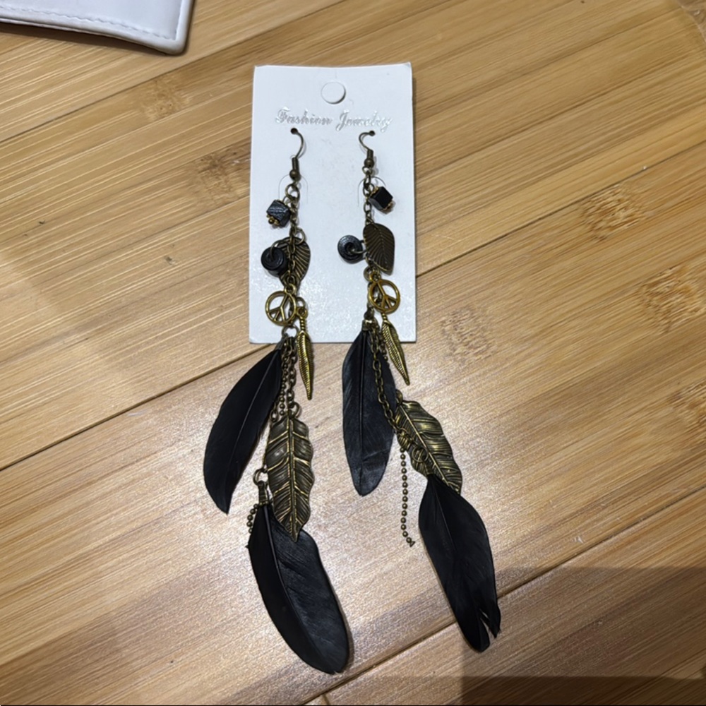 Long feather earrings